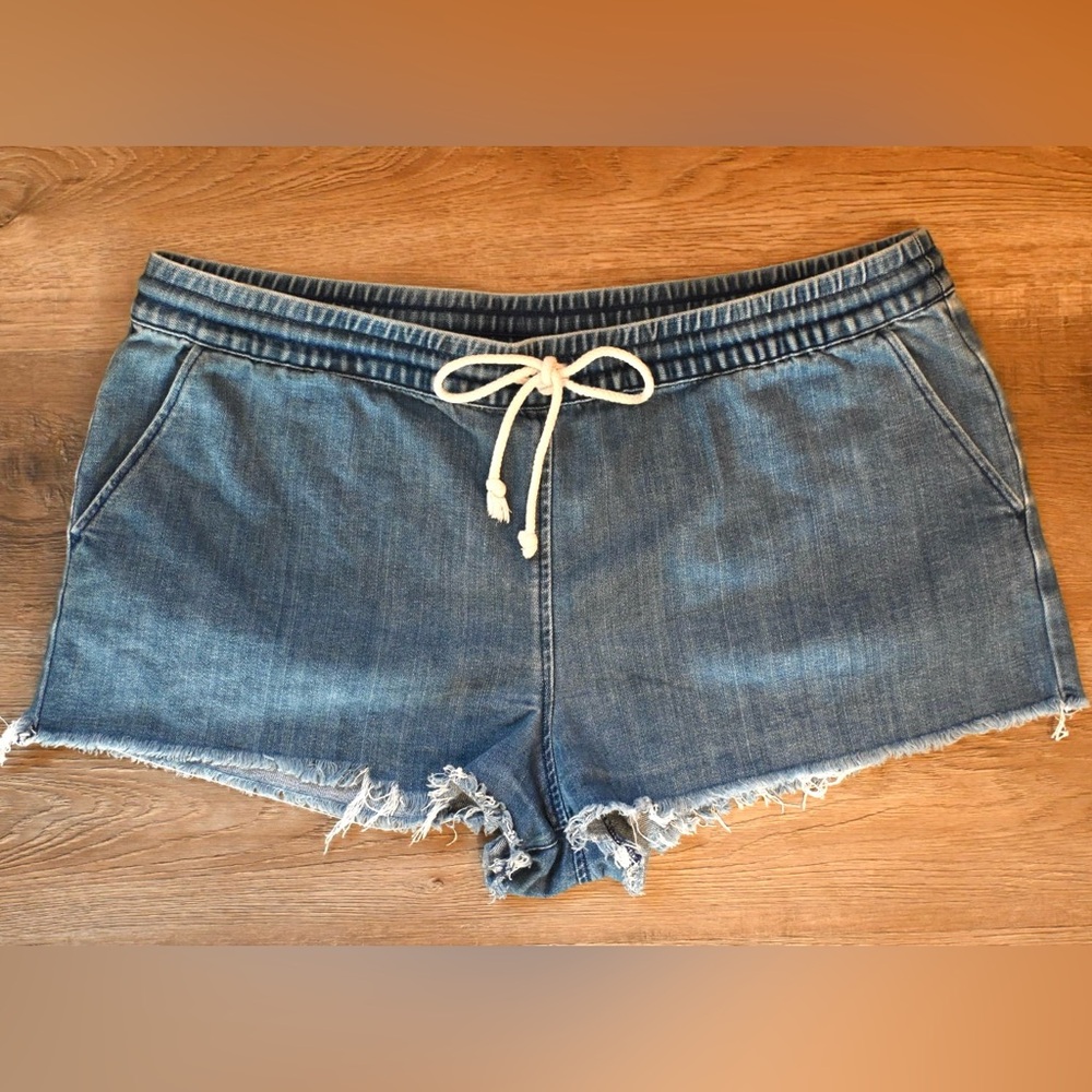 Aerie Light Blue Jean Shorts with Drawstring